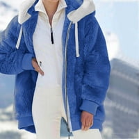 Ženska zimska pahuljasta topla jakna s patentnim zatvaračem, Jednobojni kaput s kapuljačom i džepovima, ležerna široka gornja odjeća