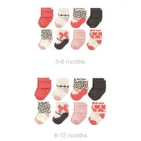 Slatki prijatelji, djevojčica, raste sa mnom, pamučne frotirne čarape, ružičasti Leopard, 0 i 6 mjeseci