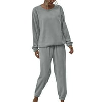 Pidžama Set za žene, ženske jednobojne flanelske Hlače, Kompleti odjeće za slobodno vrijeme, odijelo