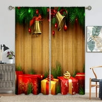 Božićna prozorska zavjesa za prozore, ploča za božićne zavjese, obrada zavjesa, zvona, mašna, svečani Stil-izbor: 51 izbor: 63