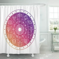 Sažetak šareni astrološki krug horoskopski znakovi bijeli Zodijak astrološki dekor kupaonice zavjesa za tuširanje