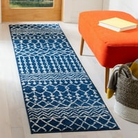 Marokanski geometrijski tepih od 2' 19', tamnoplava slonovača