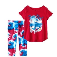 Grafičke majice za djevojčice 4-Grafička majica s hladnim ramenima i Capri Legging 2-komad set
