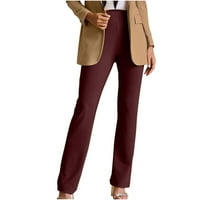 Ženske pametne Ležerne Ležerne hlače s ravnim nogavicama visokog struka hlače odijela jednobojne duge hlače hlače za žene s visokim