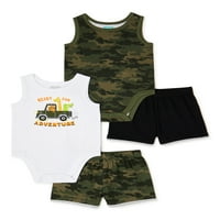 Ganimals Baby Boy Boys Bodysuits i Shorts Outfit set, 4-komad