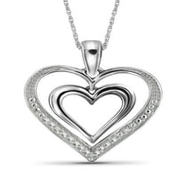 Jewelersclub 0. Ogrlica od srebrne srčane srebrne ogrlice s 0. karata bijeli dijamanti