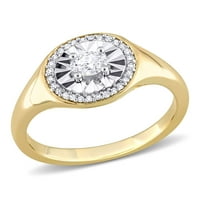 Miabella ženska karat ovalna reza T.W. Dijamantni 14KT dvobojni žuti i bijeli zlatni halo zaručnički prsten