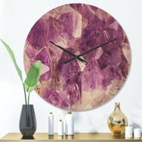 DesignArt 'Purple Macro Amethist' Moderni drveni zidni sat