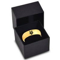 Volfram plemenski prsten Vuk za muškarce i žene udobno pristajanje 18K žuto zlato Polirana kupola