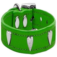 Smaragdno zelena kožna ogrlica za pse u obliku srca