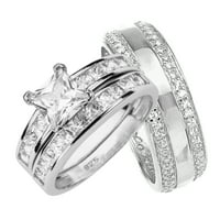 Njegovi i njezini zaručnički prstenovi, prstenovi od čistog srebra za njega i nju