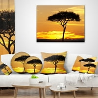 Dizajn prelijepo zalazak sunca kroz akacijsko stablo - jastuk za bacanje afričkog krajolika - 18x18