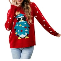 Ženski pulover pulover rasprodaja Ženski džemper dugih rukava s okruglim vratom Božićni džemper s printom casual pulover top