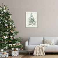 Nautičko božićno drvce morski život odmor grafička umjetnost siva uokvirena umjetnička print zidna umjetnost