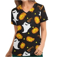 Vrhovi pilinga za žene, bluze za Noć vještica kratkih rukava, košulje s izrezom u obliku slova u, pulover u struku, večernji vrhovi