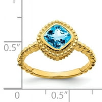 Primal Gold Karat žuto zlato jastuk plavi topaz prsten