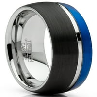Muški volfram prsten s kupolom, vjenčani prsten s utorom, Crna, plava, srebrna, udobno pristajanje