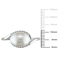 Miabella slatkovodna kultivirana biser i karat T.W. Dijamantni srebrni prsten od srebra