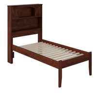 Newport Twin Solid Wood Platform krevet s uzglavljem za odlaganje u orahu