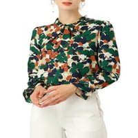 Jedinstvene ponude ženske kravate v vrat cvjetna radna košulja truba dugi rukav bluza