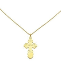 Primalno zlato žuto zlato Istočni ortodo križni privjesak s lancem kabela