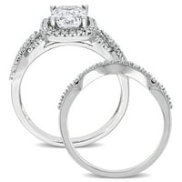 Miabella Ženska 2- CT stvorena Sapphire & Diamond 10kt White Gold Halo 2-komadića vjenčana prstenova set