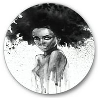 Designart 'Crno -bijeli portret Afroamerikanke III' Moderni metalni zid - disk od 29