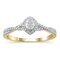 Carat T.W. Brilliance Fini nakit Marquise izrezan dijamantni zaručnički prsten u 10kt žutom zlatu, veličina 8