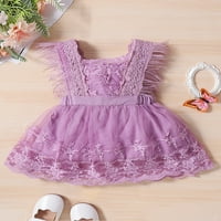 Ljetna cvjetna čipkasta haljina za djevojčice, odjeća za princezu s pernatim rukavima za festival, zabavu