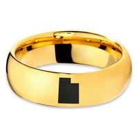 Muški i ženski udobni prsten od volframa od 18k žutog zlata poliran kupolom