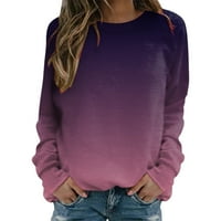 Majica s grafičkim printom u donjem dijelu, ženska modna majica s kapuljačom s gradijentnim printom, pulover s dugim rukavima, ženska