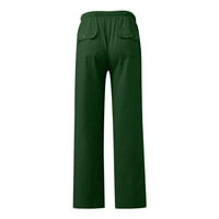 Ženske planinarske hlače, Ženske lanene ošišane Capri hlače s elastičnim strukom, zelene, donje rublje, donje rublje, donje rublje,