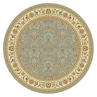 Tradicionalni tepih s obrubom, svijetloplava slonovača, okrugla 8'8'