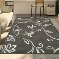 Moderni tepih s cvjetnim uzorkom u zatvorenom prostoru, 4 96 inča, Crni