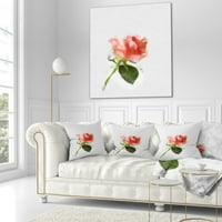 Dizajn Akvarel ružičaste ruže sa stabljikom - jastuk cvjetnog bacanja - 18x18