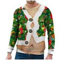 Muška odjeća za muškarce 3-inčni Božićni džemper s printom na prsima s dugim rukavima kreativni par jesen-zima svečani kaput s okruglim