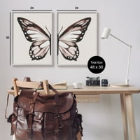 & Prigušena simetrična krila leptira, životinje i insekti, slika u sivom okviru, zidni tisak, set od 2