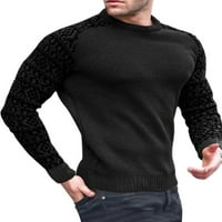 2/ Muška pletiva, zimski topli pleteni džemperi, muški casual pulover, geometrijski radni blok u boji, ugrađeni džemper, crni;