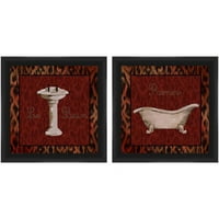 Kupaonska umjetnost s crvenim životinjskim printom, set od 2