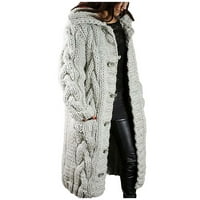 Labakiha kardigan za žene, ženski kardigan s kapuljačom, preveliki džemper, kaput s džepom dugih rukava, ženski vrhovi u sivoj boji