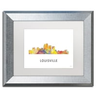 Zaštitni znak likovna umjetnost 'Louisville Kentucky Skyline WB-1' platno umjetnost Marlene Watson, White Matte, Silver Frame