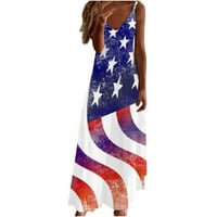 Topovi za žene 4. srpnja, Top sa zvijezdom američke zastave, sunčane haljine u ljetnom stilu, svečana haljina s izrezom u obliku