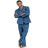 Muška flanelska pidžama od sivog i crnog ginghama