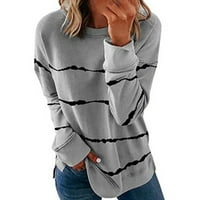 ženska prevelika majica s kapuljačom u stilu jesen / zima casual široka ženska majica s prugastim printom pulover s okruglim vratom