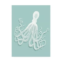 Zaštitni znak likovna umjetnost 'Octopus White on Seafoam' platno umjetnost Fab Funky