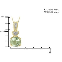 JewelersClub 2. Carat T.G.W. Zeleni ametist i bijeli dijamantni naglasak 14K Zlato preko srebrnog privjeska, 18