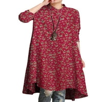 Ženska haljina s majicom s okruglim vratom, kratke mini haljine, cvjetni sarafan, ženski geometrijski kaftan u crvenoj boji, u boji,