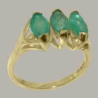 Ženski zaručnički prsten od 18k žutog zlata s prirodnim smaragdom britanske proizvodnje - opcije veličine-veličina 8,5