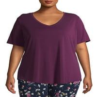 Terra & Sky Women's Plus size s pijeskom s pijeskom s kratkim rukavima s V-izrezom