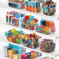 Eate Clear plastični organizator za odlaganje s ručkama - ladica za kante za dom, učionicu, igraonicu, studio - odličan kantu za